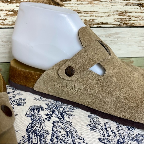 Betula Birkenstock Boston Sandals Taupe Tan Suede Clogs Shoes Women’s Sz 9 Men 7 - Picture 4 of 7
